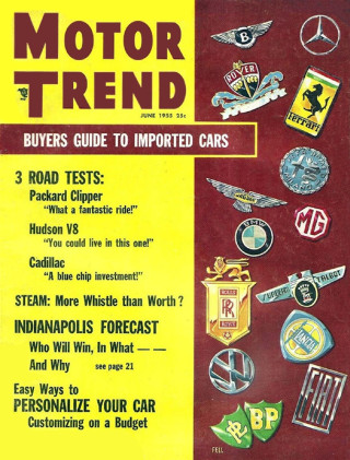 MOTOR TREND 1955 JUNE - CHRYSLER, HORNET, CADDY, PONTIAC, PACKARD, '23 LINCOLN